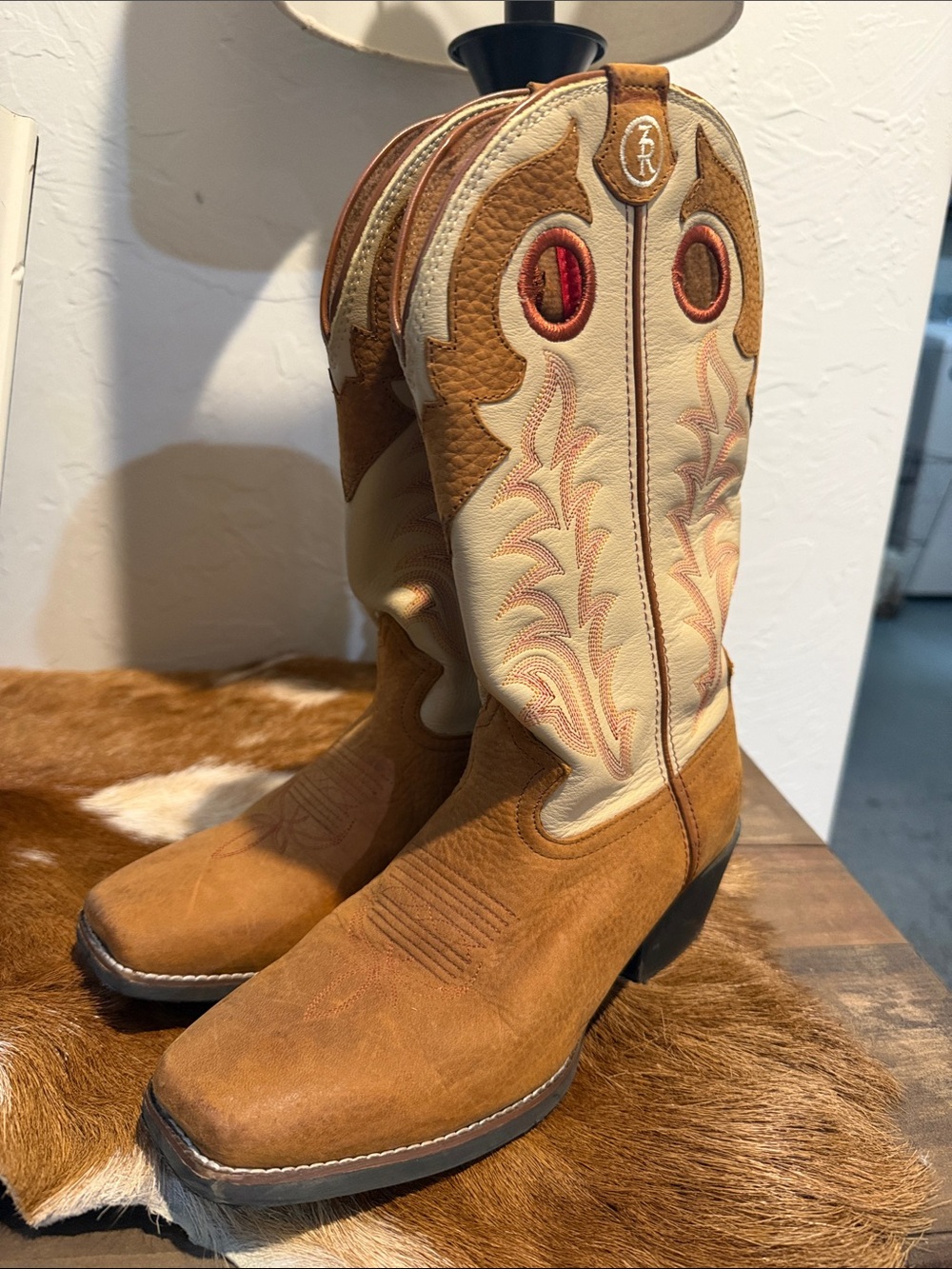 Tony Lama Tan and Cream Kids Western Boots